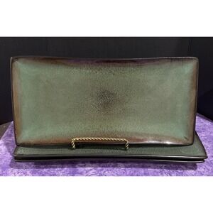 Gabbay Fusion Wasabi Rectangular Serving Platter 12 Inch Green Gibson‎ Set Of 3